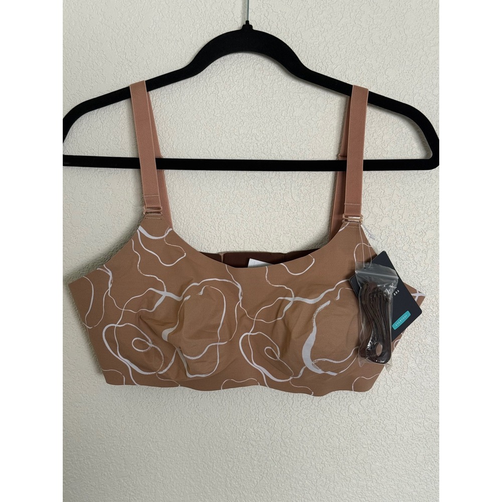 Knix Padded Evolution Bra Modern Art Mocha Reversible Wireless Size 5 NEW